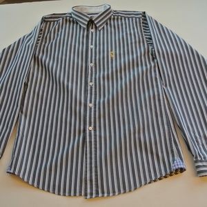 NWOT Vicomte A. Boy’s Striped Dress Shirt • Italian Cotton • Size Approx 12–14
